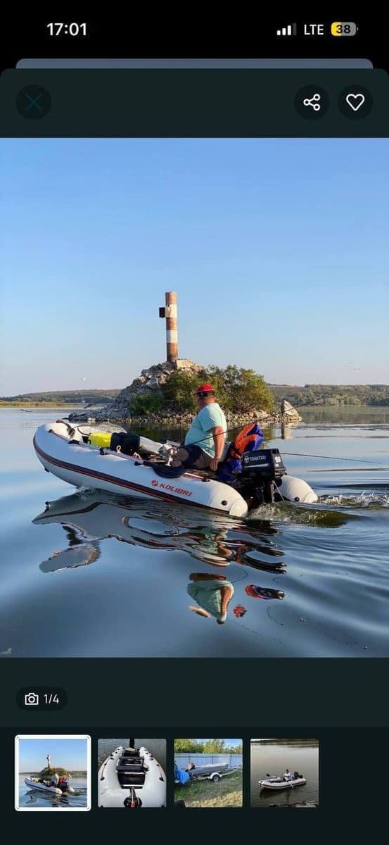 Надувний човен Kolibri 360 з мотором Tohatsu 9.8, Старі Петрівці, Київська обл.