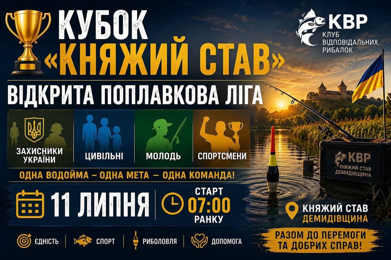 Афіша турніру «Благодійний фестиваль з ловлі риби поплавцевою вудкою»