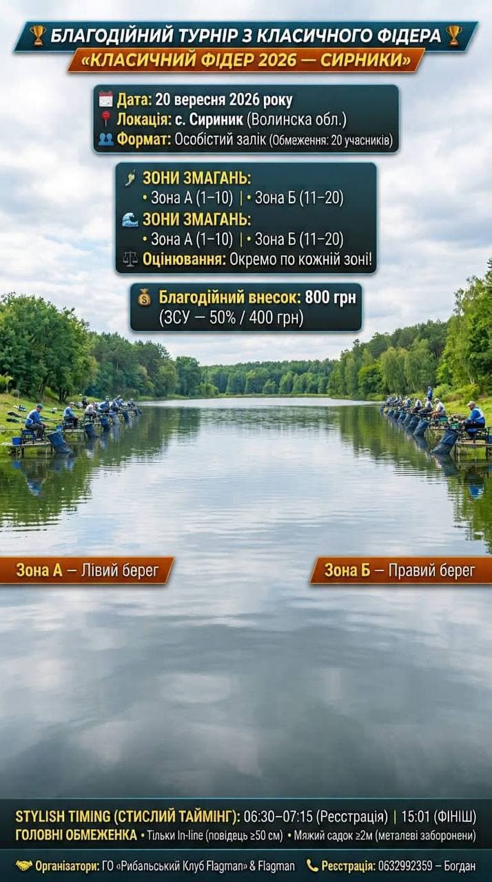 Афіша турніру «Класичний фідер 2026 — Сирники»