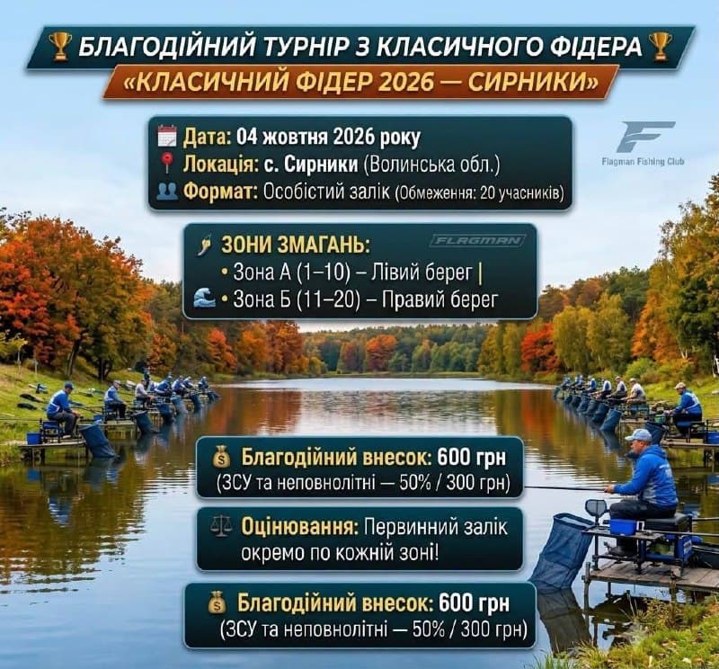 Афіша турніру «Класичний фідер 2026 — Сирники»