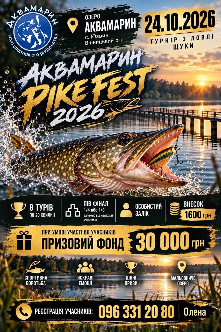 Афіша турніру «АКВАМАРИН PIKE FEST 2026»