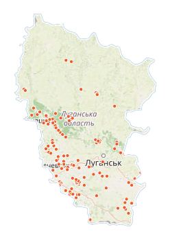 Риболовна карта області з точками водойм
